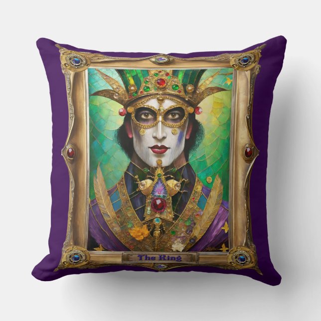 Mardi Gras Realm Portraits - The King Cushion (Front)
