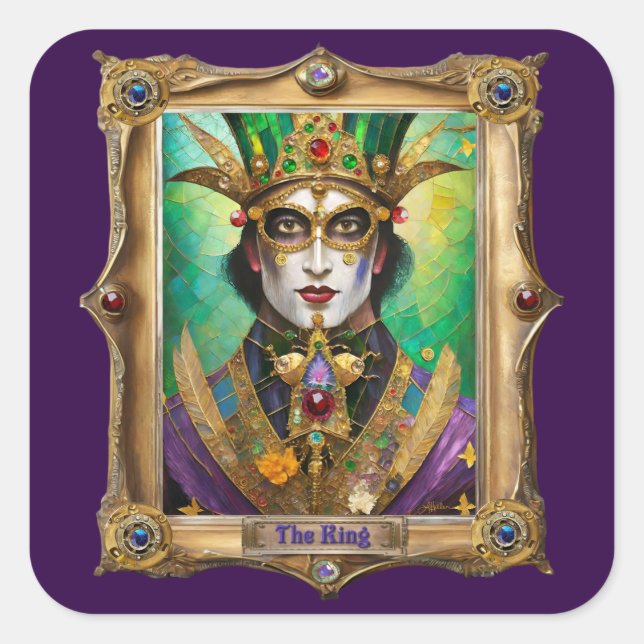 Mardi Gras Realm Portraits - The King Square Sticker (Front)
