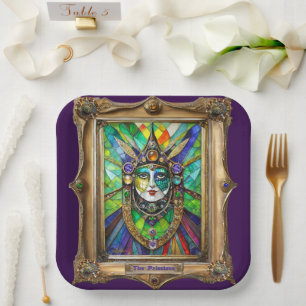 Mardi Gras Realm Portraits - The Priestess Paper Plate