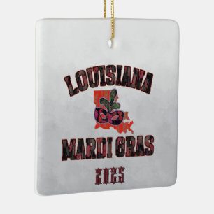 Mardi Gras Red Black  Ceramic Ornament