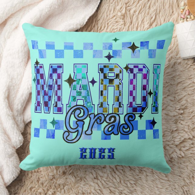 Mardi Gras Red Black  Cushion (Blanket)