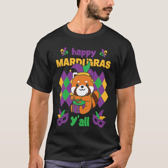 Mardi Gras Red Panda With Drum Carnival Costume T-Shirt (Front)