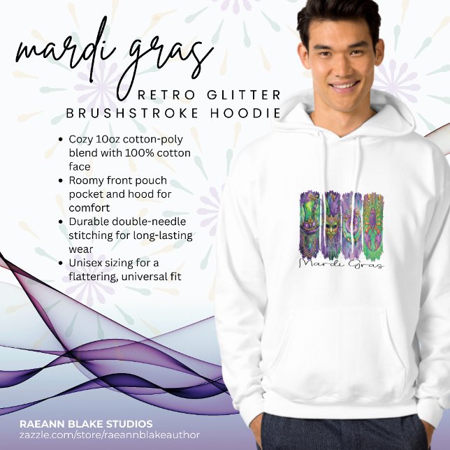 Mardi Gras Retro Glitter Brushstroke Hoodie (Creator Uploaded)