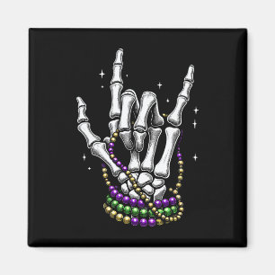 Mardi Gras Rocker Skeleton Hands Rock On New Orlea Magnet