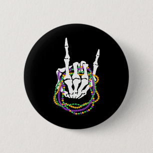 Mardi Gras Rocker Skeleton Rock Hand Bones Music L 6 Cm Round Badge