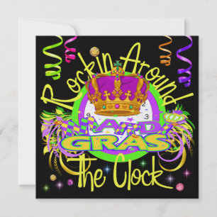 Mardi Gras - Rockin Around the Clock Invitation