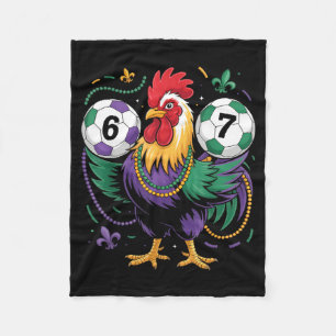 Mardi Gras Rooster Soccer Number 67 Carnival Footb Fleece Blanket