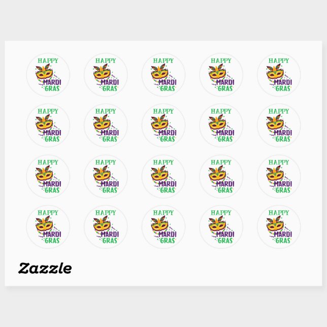 Mardi Gras Round Sticker (Sheet)