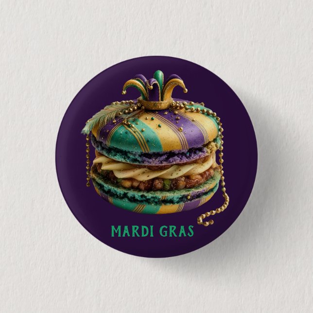 Mardi Gras Royal Macaron 3 Cm Round Badge (Front)