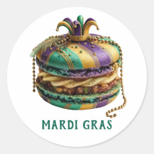 Mardi Gras Royal Macaron Birthday Classic Round Sticker