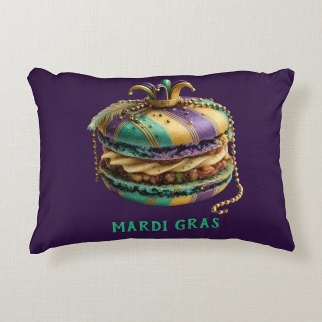 Mardi Gras Royal Macaron Decorative Cushion (Front)