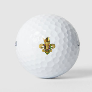 Mardi Gras Royalty Fleur de Lis Symbol with Beads Golf Balls