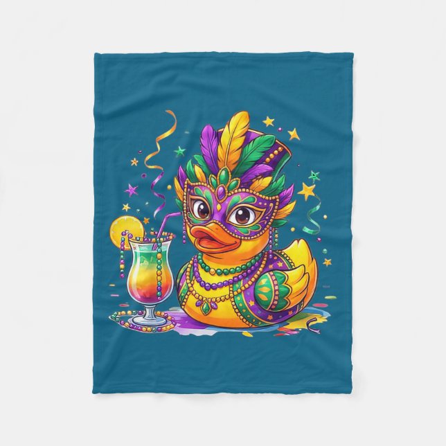 Mardi Gras Rubber Duck Costume Fleece Blanket (Front)