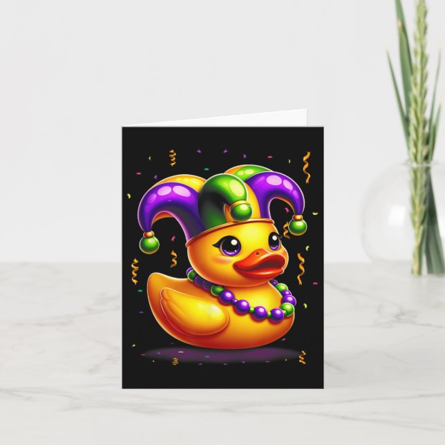 Mardi Gras Rubber Duck New Orlean Carnival Festiva Card (Front)