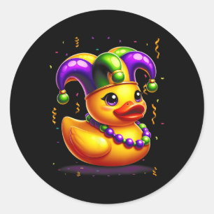 Mardi Gras Rubber Duck New Orlean Carnival Festiva Classic Round Sticker