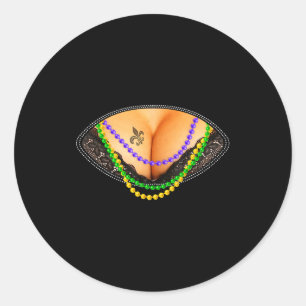 Mardi Gras S And Beads Fat Tuesday Carnival Festiv Classic Round Sticker