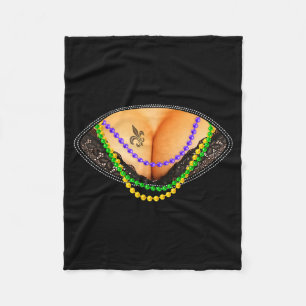 Mardi Gras S And Beads Fat Tuesday Carnival Festiv Fleece Blanket