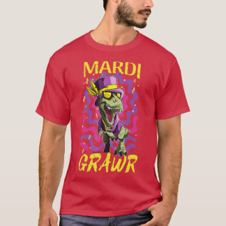 Mardi Gras s For Kids T-rex Mardi Gras Beads T-Shirt