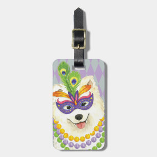 Mardi Gras Samoyed Luggage Tag
