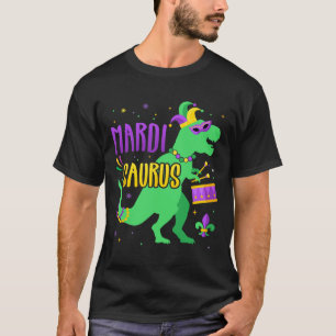 Mardi Gras Saurus Dinosaur T-rex With Jester Joker T-Shirt