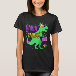 Mardi Gras Saurus Dinosaur T-rex With Jester Joker T-Shirt