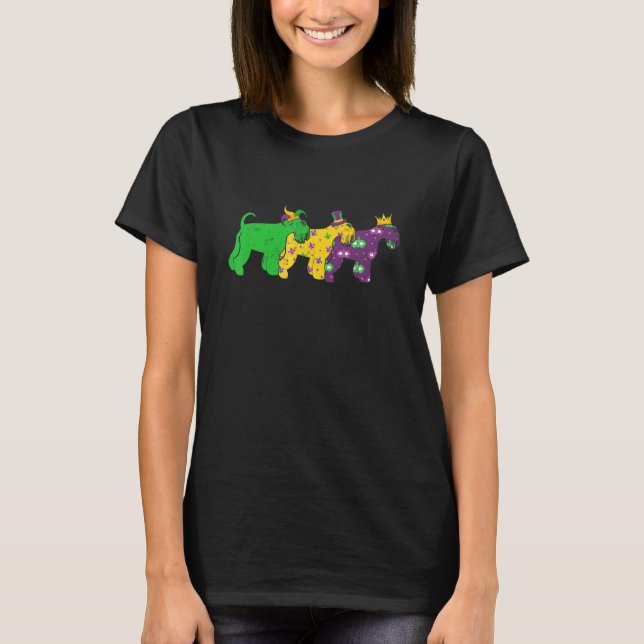 Mardi Gras Schnauzer Beads Festival Jester Hat T-Shirt (Front)
