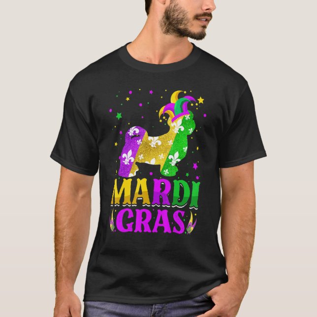 Mardi Gras Shih Tzu Dog Lover Carnival Jester T-Shirt (Front)