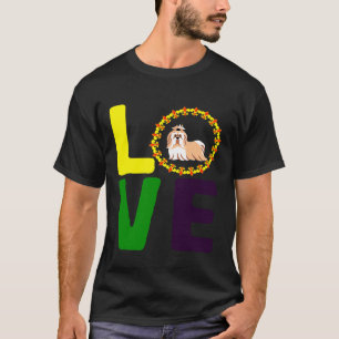 Mardi Gras Shih Tzu Dog Mum Dad Love Fleur De Lis T-Shirt
