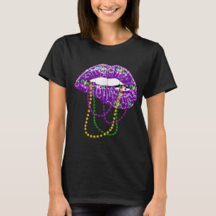 Mardi Gras Shirt for Women Lips Queen Carnival Cos