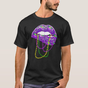Mardi Gras Shirt For Women Lips Queen Carnival Cos