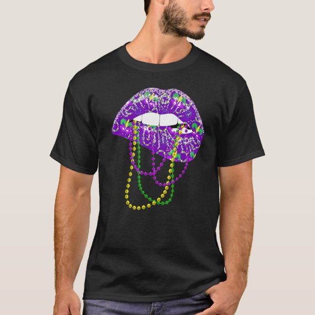 Mardi Gras Shirt For Women Lips Queen Carnival Cos (Front)