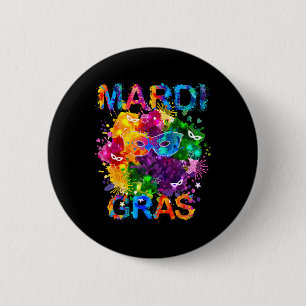 Mardi Gras Shirt Mask Watercolor Women Men Boys Gi 6 Cm Round Badge
