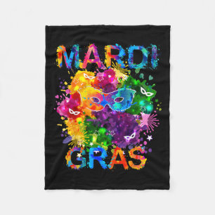 Mardi Gras Shirt Mask Watercolor Women Men Boys Gi Fleece Blanket