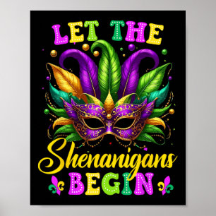 Mardi Gras Shirts Let The Shenanigans Begin Kids M Poster