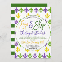 Mardi Gras Sip n Shop Invitation