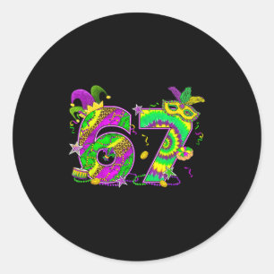 Mardi Gras Six Seven 6 7 Matching Costume Couple M Classic Round Sticker