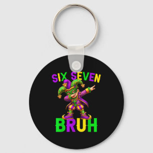 Mardi Gras Six Seven Bruh Dab Jester 6 7 Meme Fat Key Ring