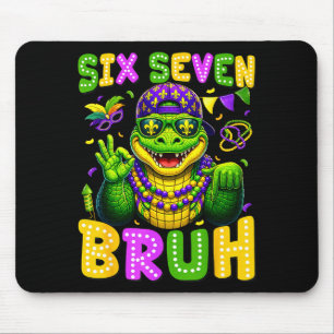 Mardi gras six seven bruh mardigator alligator 6 7 mouse mat