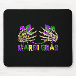 Mardi gras skeleton funny beads fleur de lis women mouse mat