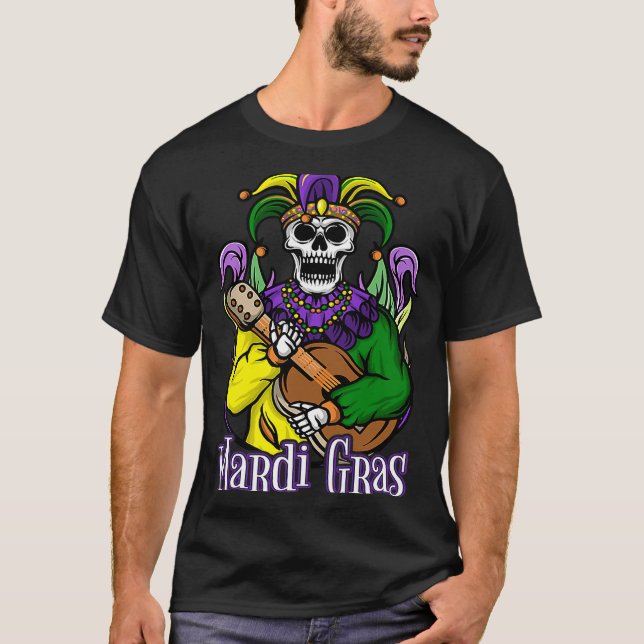 Mardi Gras skeleton guitar  costume 2023 woman men T-Shirt (Front)