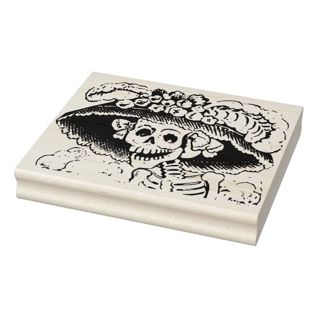 Mardi Gras skeleton illustration art stamp (Stamp)
