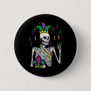 Mardi Gras Skeleton Rock Hand Funny Tee Rocker Men 6 Cm Round Badge