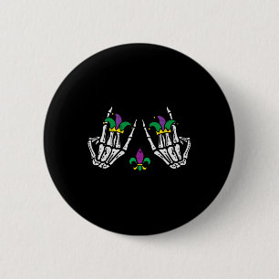 Mardi Gras Skeleton Rocker Hands Rock Music Men Bo 6 Cm Round Badge