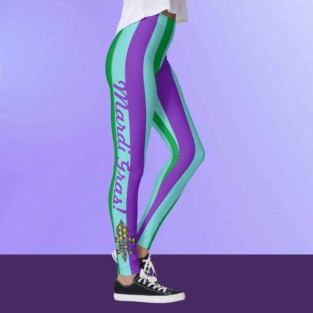 Mardi Gras Skinny Stripes Women's Leggings Pants (Creator Uploaded)
