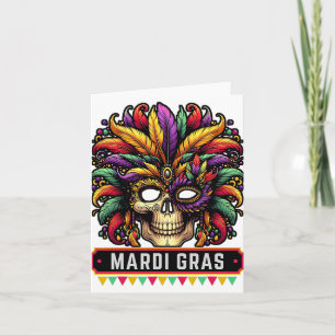 Mardi Gras Skull Mask 2025 Carnival Party Men Wome Card