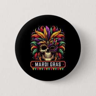 Mardi Gras Skull Mask Carnival Party Men Women Kid 6 Cm Round Badge