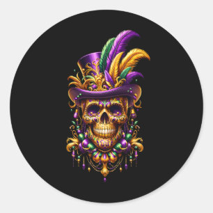 Mardi Gras Skull Top Hat New Orleans Witch Doctor Classic Round Sticker