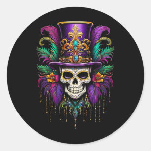 Mardi Gras Skull Witch Doctor New Orleans Men Wome Classic Round Sticker