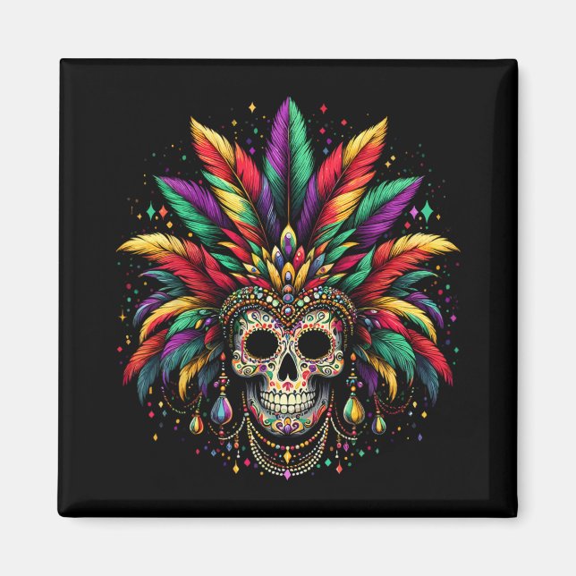 Mardi Gras Skull Witch Doctor New Orleans Men Wome Magnet (Front)