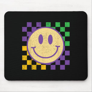 Mardi Gras Smile Face Groovy Chequered Men Women K Mouse Mat